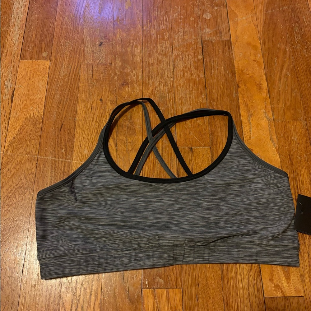 Fourlaps Vitality Sports Bra Charcoal Space Dye Women's Size Large NWT